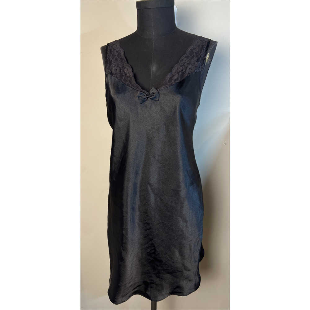 Erika Taylor Intimates Black Nightie Lace Detail‎ Sexy Lingerie Medium Chemise